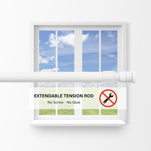 Adjustable Tension Rod - Perfect for Lightweight Voile Curtains - Easy Setup - Picture 30 of 57