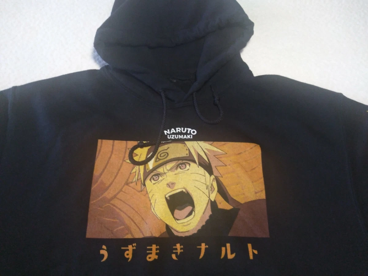 Hoodie Naruto Shippuden Uzumaki Shonen Jump Size Adult Small Kids Medium Black