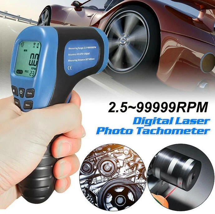 Láser Digital Foto Tacómetro Medidor de Velocidad Pistola RPM Tach Tester Medidor Sin Contacto