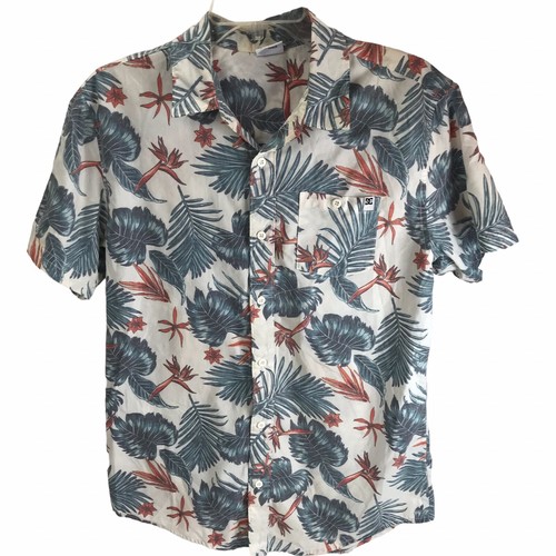 Vintage Hawaiian Shirt DC Skate Sz M Tropical Palms Bird of Paradise beach - 第 2/5 張圖片
