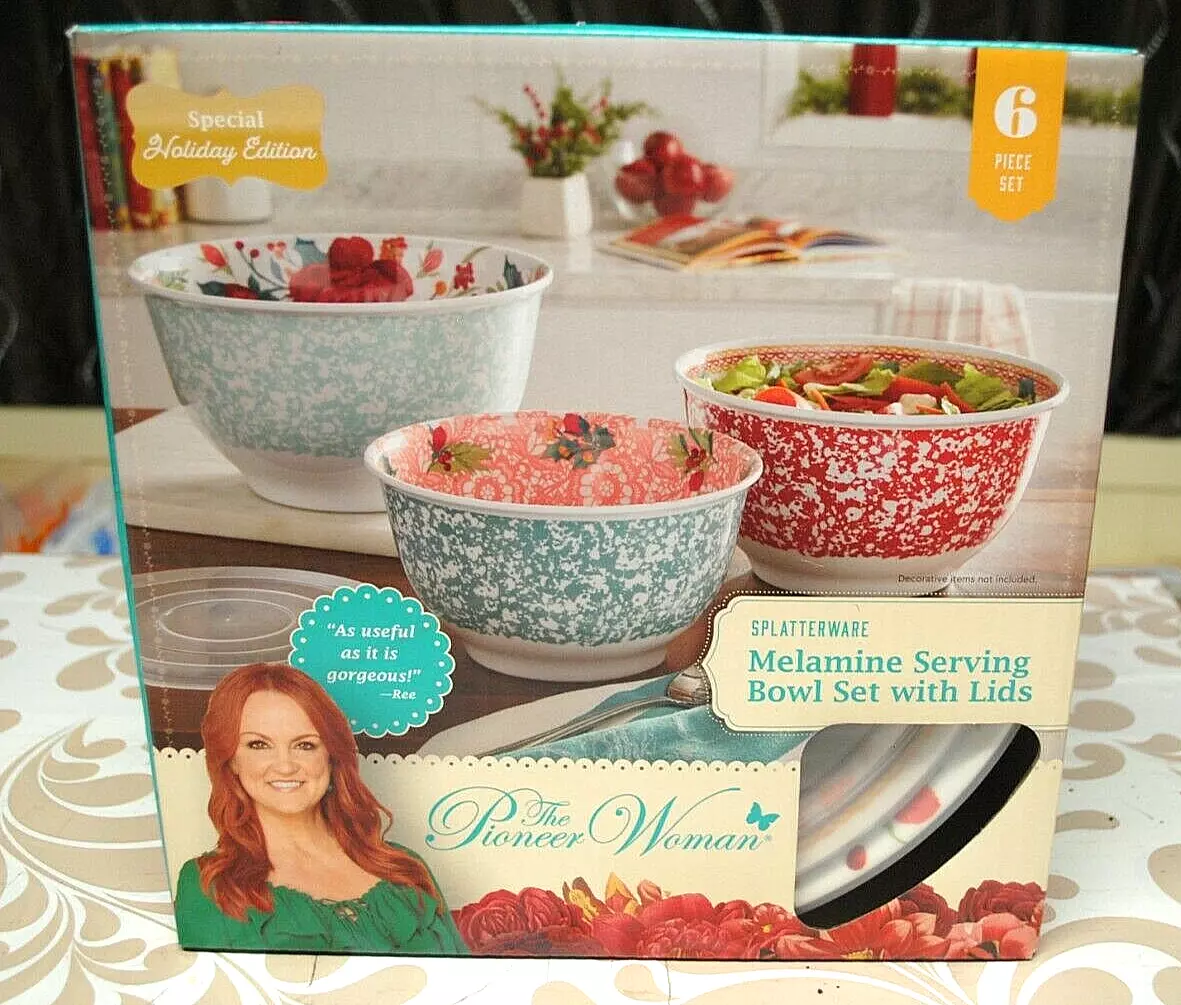 The Pioneer Woman 6-Piece Splatterware Melamine Serving Bowl Set with Lids  