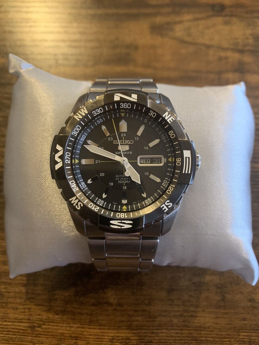 Seiko 5 Sports Automatic Black Stainless Steel Watch Seiko 5 Sports Automatic Black Stainless Steel Watch