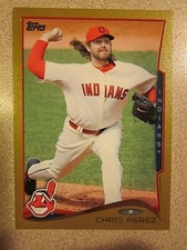 2014 TOPPS SERIES 1 #191 CHRIS PEREZ GOLD BORDER CLEVELAND INDIANS 965/2014