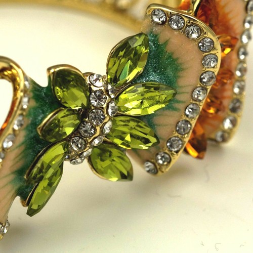 Women Gold GP Multicolor Austrian Crystal Bows Bangle Cuff Bracelet Gift 4471 - Picture 3 of 5