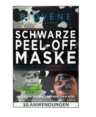 BIOVÈNE Black Peel-Off Maske for MAN Grüntee/Papaya/Hamamelis 100ml