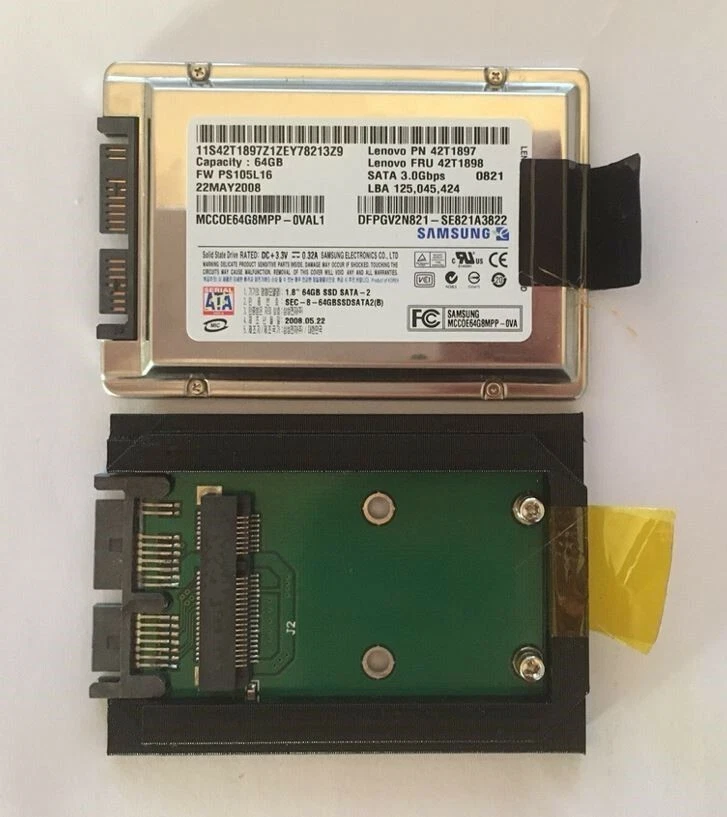 micro SATA 1,8 inch caddy / adapter mSATA SSD for Lenovo, HP and DELL - Bild 2 von 4