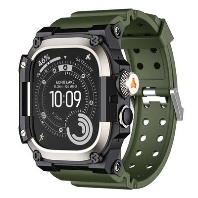 Sport Band with Metal Watch Case for Apple Watch Ultra 3 2 1 49mm Silicone Strap