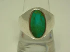 Vintage Handmade Sterling Silver Blue-Green Turquoise Cab Ring Size 9.5 Estate