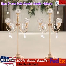 2pcs Crystal Candelabra Centerpieces 5-Arm Candle Holder Centerpiece for Parties