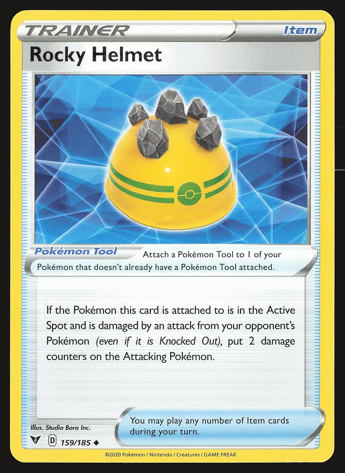 SWSH04: Vivid Voltage Rocky Helmet #159/185 Uncommon Pokemon Card