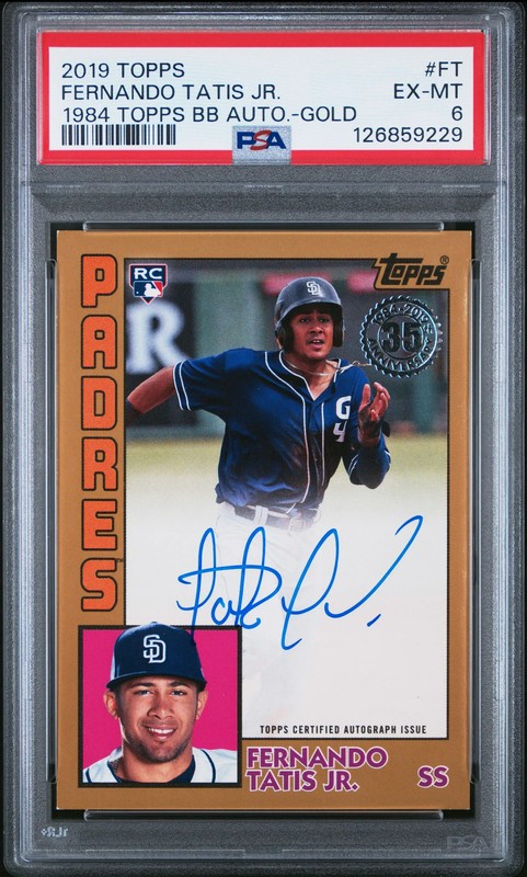 2019 Topps 1984 Topps Baseball Autographs Fernando Tatis Jr. Gold /50 PSA 6 RC