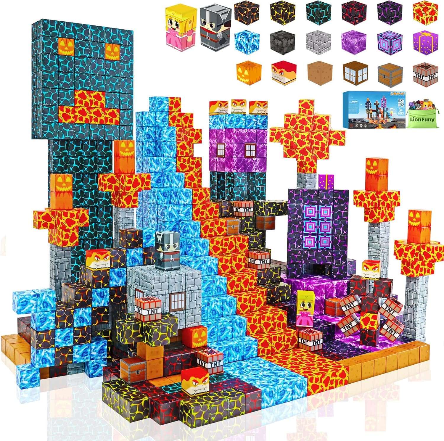 150Pcs Magnetic Blocks, Magnetic Building Blocks, Magnet Blocks for Kids Age 3-5