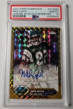 TOPPS CHROME GOLD GEOMETRIC AUTO /50 MIKE QUICK PHILADELPHIA EAGLES PSA 10 MINT!