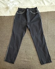 Vintage ESCADA Black Pants With White Stitching Woman  s Size 42 Never hemmed