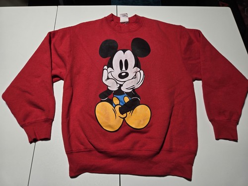 Vintage Disney Mickey Mouse Double Sided Red Crewneck L Sweatshirt Mickey 90’s