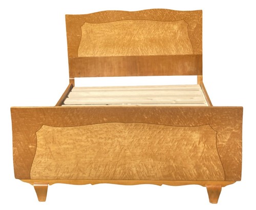 Art Deco French birdseye Maple double Bed - Picture 11 of 12