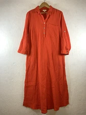 J Jll Womens Gauzy Maxi Dress Sz XS Orange Boho Beachy Travel Resort