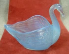 Vintage Fenton / Imperial Blue Opalescent Glass Swan Figurine