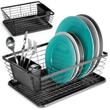 Abtropfgestell f&uuml;r Teller, Besteck, Tassen, Metall, schwarz, Abtropfgestell