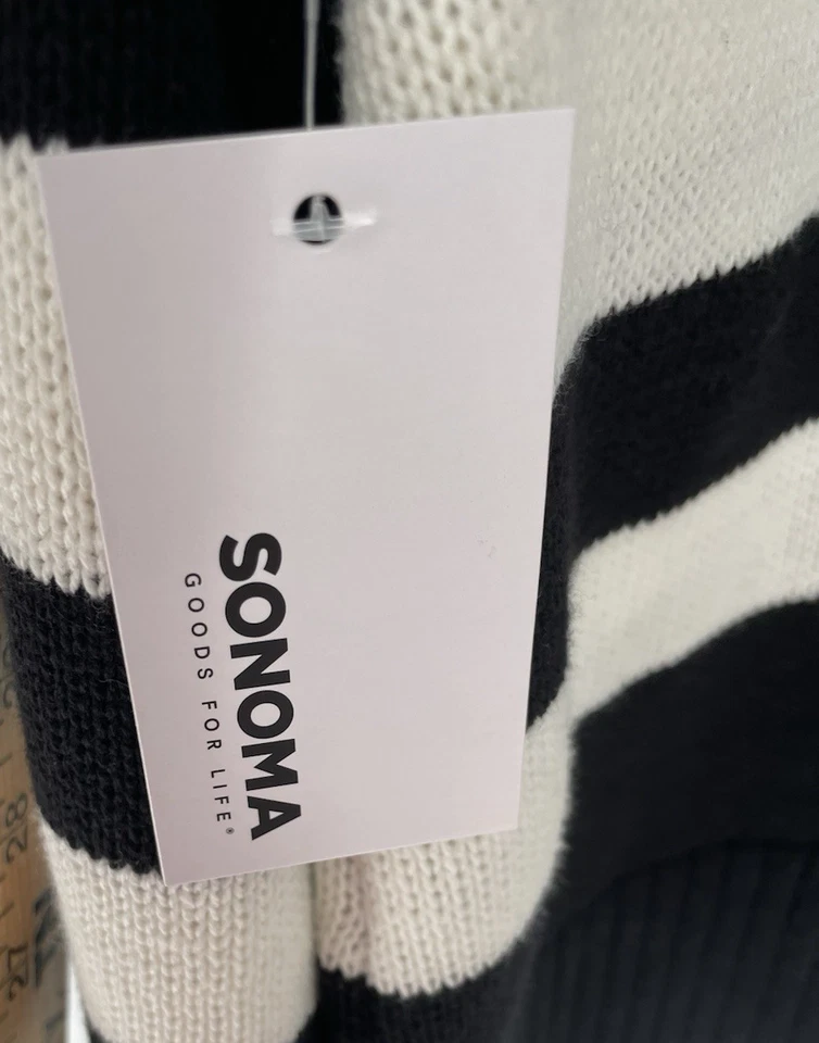 Nuevo con etiquetas Suéter Sonoma Para Mujer 2XL Blanco y Negro Rayas Cuello Redondo Informal Preppy Foto 3 de 4