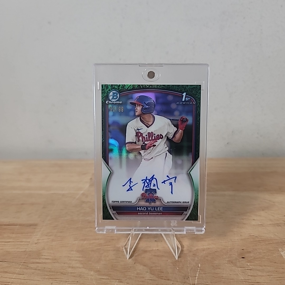 2023 Bowman Chrome Hao Yu Lee 1st Green Grass Refractor Auto /99