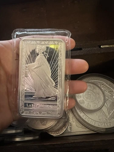 10 Oz Silver Bar Pamp Lady Of Liberty Proof Like Finish .999 Original Sealed