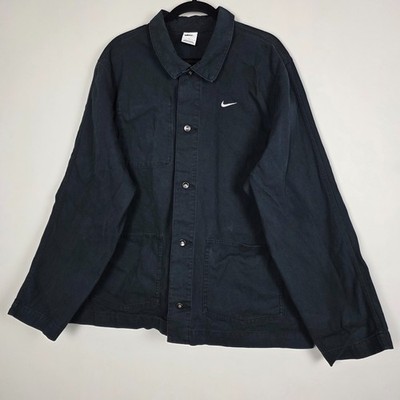 Nike Life Unlined Chore Canvas Utility Work Cotton Mens Large Black Button Coat