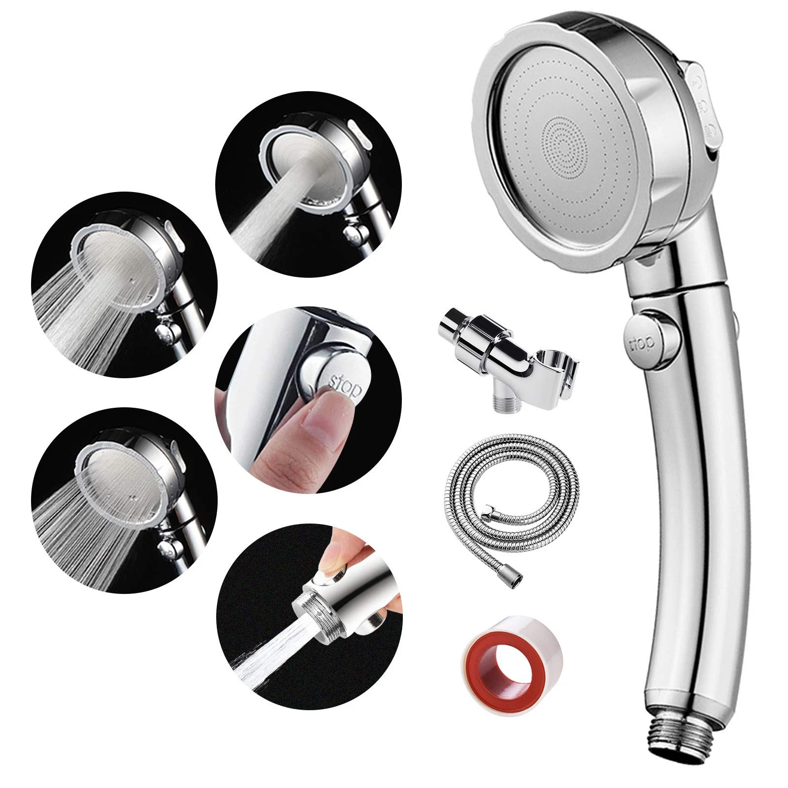 High Pressure Handheld Shower Head with On Off Switch, Detachable Shower Head...