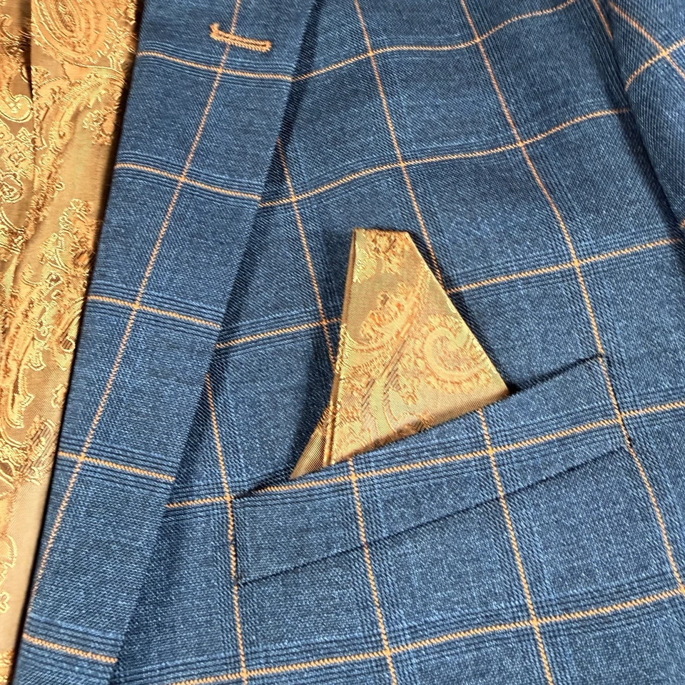 Paul Andrew Hamleys Men's 3 Piece Blue Check Suit - Image 3 of 4