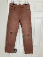 Anthropologie Pilcro The Vintage Straight Distressed Jeans, Pink, Size 28