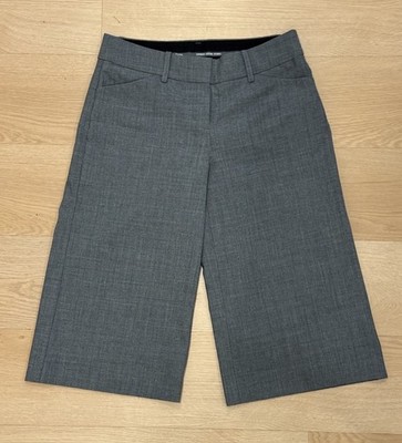 Express Vintage Editor Pants Cropped Size 6 Gray Trouser Y2K Stretch 18'' Inseam