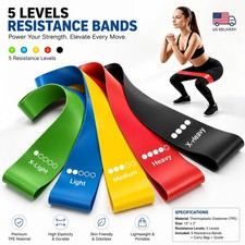 Resistance Bands Set of 5 Loop Exercise Bands for Yoga Fitness Workout Gym