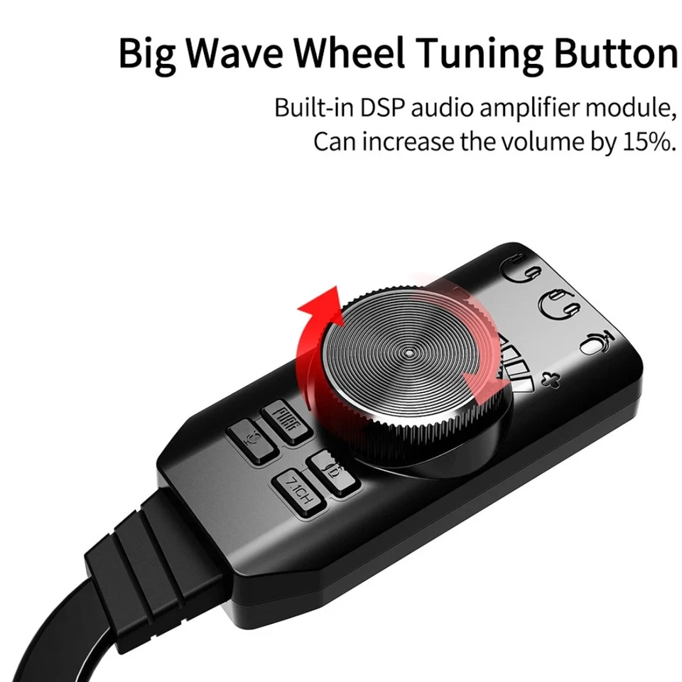 Black USB External Sound Card Virtual 7.1 Channel Adapter Plug For PC Laptop PS5 - Image 4 of 4