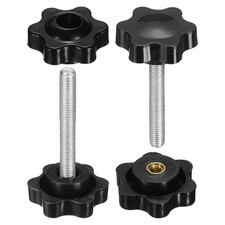 2 Set Star Knobs M5 x 35mm Male + M5 Female Thread 25mm Head Handles, Black