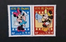 FRANCE - 2004, lot 2 timbres , DISNEY, MICKEY, MINNIE FETE DU TIMBRE, neuf**