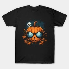 Funny Pumpkin Glasses Halloween T-Shirt | Spooky Pumpkin Face Tee