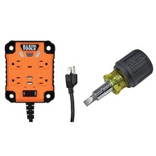 Klein Tools 29601 Magnetic Power Strip with Surge Protector, Extension Cord, 4 O