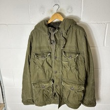 Vintage Abercrombie & Fitch Jacke Herren Large Grün Khaki Wilcox Gefüttert Military