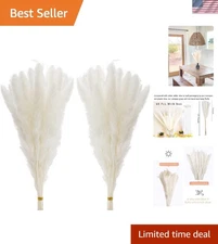 Natural 17 Inch White Pampas Grass - 60 Pieces for Floral Arrangement and Decor