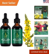 2 PACK Mullein Drops for Lungs, Detox and Cleanse Mullein Extract Supplement