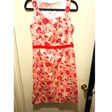 Ann Taylor Loft Sleeveless Pink Floral Empire Waist A Line Dress Sz 8