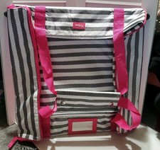 Thirty-One Large Square Insulated Pizza Bag 16.5x16.5 Thermal Carrier Grey Pink