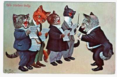 Arthur Thiele Signed Cat Choir Singing Conductor Music TSN 1012 Vintage Postcard