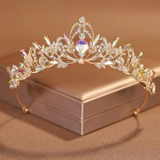 Bridal Crown Baroque Gold Color Wedding Tiara Headpiece Bride Women Girls