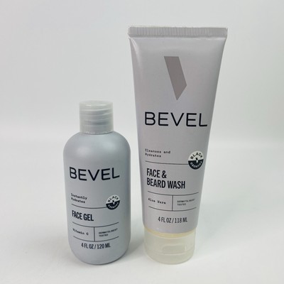 Bevel Skin Care Set Face Gel & Face Beard Wash 4 Oz Cleanses & Hydrates NEW!