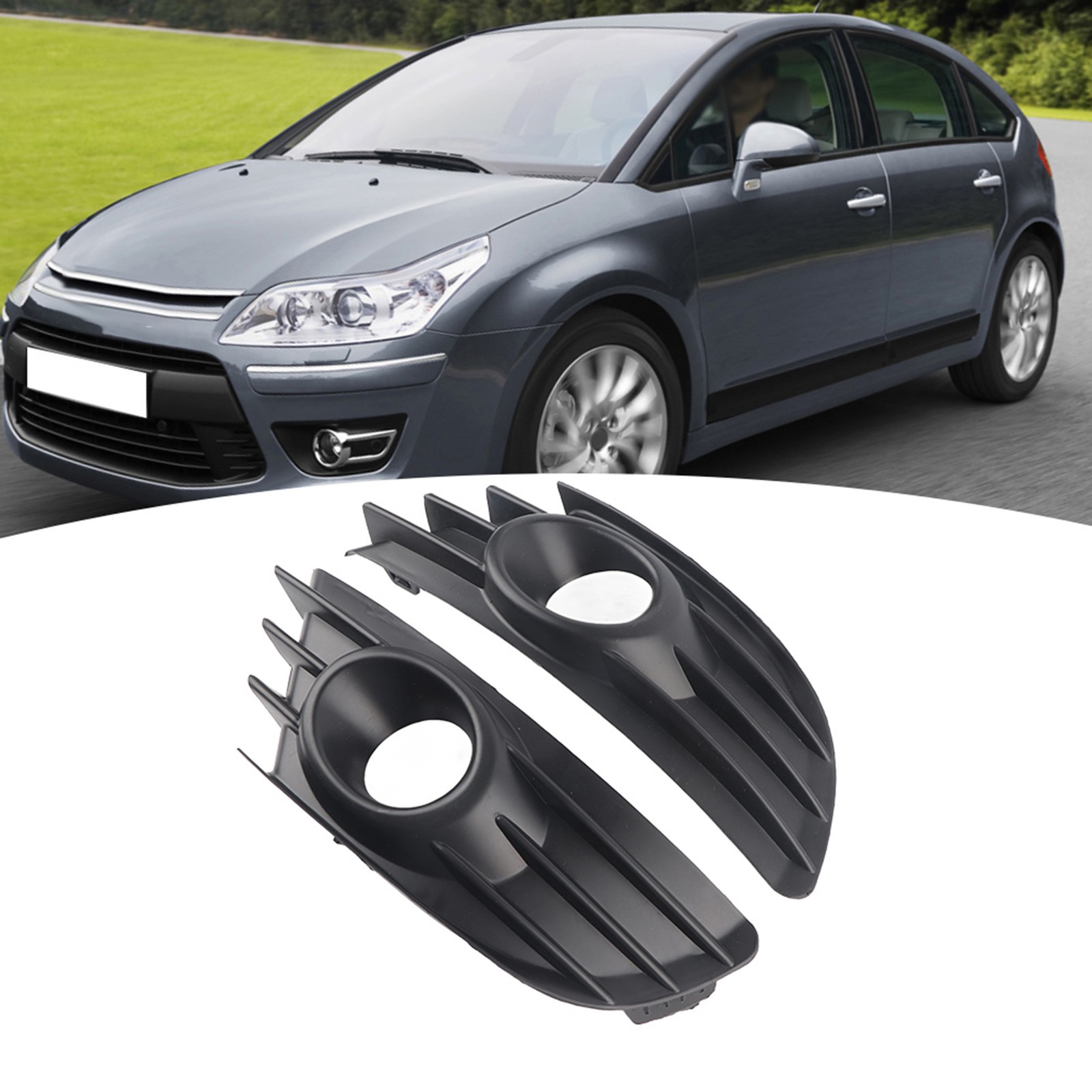 Pair Of Front Bumper Fog Light Grille Trim Black Color For C4 2004-2008