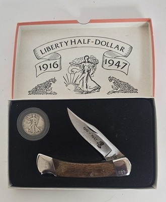 Cherokee Pocket Knife And 1947 Liberty Half Dollar Set In Box