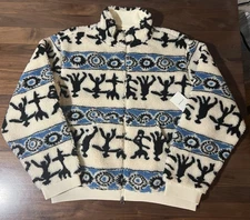 Aime Leon Dore ALD Full-Zip Heritage Fleece Jacket Deep Pile Graphic Print Sz XL