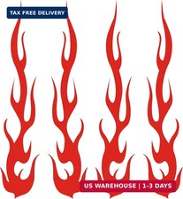 Red Hot Rod Flame Fire Tribal Retro Reflective Decals Sticker for Helmet Cane Bi
