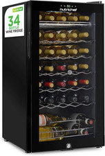 34-Bottle Black Wine Fridge - Single Zone Beverage Chiller